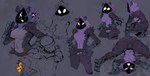 anthro belt biped breasts claws crouching drinking duo female front_view fur looking_at_viewer nipples open_mouth open_smile purple_body purple_fur scar shadow_face side_view simple_background smile spread_legs spreading upside_down goonie-san epic_games fortnite raven_team_leader bear mammal absurd_res hi_res