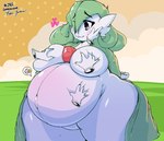 belly belly_rub big_belly big_breasts big_butt blush blush_lines breast_grab breasts butt disembodied_hand egg female green_hair group hair hand_on_breast heart_symbol huge_breasts huge_butt huge_thighs hyper hyper_butt hyper_thighs navel pokemon_egg pregnant pregnant_female pregnant_humanoid purple_eyes smile solo_focus standing text thick_thighs white_body garuda_six nintendo pokemon pokemon_amie gardevoir generation_3_pokemon humanoid pokemon_(species) 2018 digital_media_(artwork)