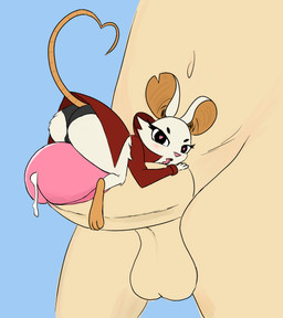 anthro bodily_fluids clothing cum cum_drip dripping duo feet female fur genital_fluids genitals heart_pupils heart_symbol heart_tail larger_male licking male male/female micro notched_ear offscreen_male oral panties penile penis penis_lick penis_riding raised_tail sex size_difference smaller_female soles tail thick_thighs tongue tongue_out underwear white_body white_fur wide_hips twistednature mina_the_hollower yacht_club_games mina_(mina_the_hollower) human mammal mouse murid murine rodent hi_res