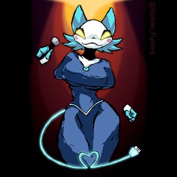 anthro blue_clothing blue_dress breasts clothing dress electronics eyelashes female happy holding_microphone holding_object machine microphone robe robe_only solo yellow_eyes rohan_furries deltarune undertale_(series) tasque_manager darkner felid feline mammal robot 1:1 2022 digital_media_(artwork)