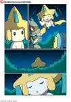 absurd_res comic container female froakie generation_3_pokemon generation_4_pokemon generation_6_pokemon hi_res humanoid jirachi legendary_pokemon male nintendo outside pokemon pokemon_(species) riolu sky star starry_sky winick-lim