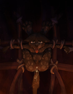 4_toes after_anal anthro anus balls bdsm black_body black_fur blue_eyes bodily_fluids bondage bound butt cum cum_in_ass cum_inside exhausted fangs feet flaccid foreskin fur genital_fluids genitals humanoid_genitalia humanoid_penis leaking_anus male markings messy navel paws penis rope slave solo teeth toes tongue tongue_out tribal tribal_markings young young_anthro young_male dakkawoof dakka canid canine canis mammal wolf 2022 hi_res story story_in_description