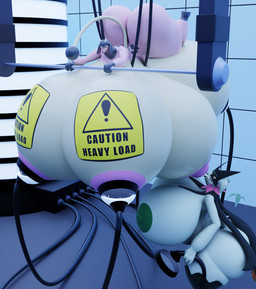 anthro big_breasts big_butt bodily_fluids breast_milking breasts butt drinking duo female female/female huge_breasts huge_butt hyper hyper_breasts immobile laboratory lactating machine milking_machine multi_breast warning_sign darkdraketom nintendo pokemon generation_2_pokemon generation_9_pokemon meowscarada miltank pokemon_(species) 3d_(artwork) blender_(artwork) digital_media_(artwork) hi_res