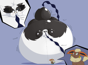 air_inflation belly belly_expansion big_belly big_butt big_cheeks body_inflation butt butt_expansion creaking expansion hose hose_in_mouth hose_in_tail hose_inflation huge_belly huge_butt hyper hyper_belly hyper_butt hyper_inflation immobile inflatable inflation nozzle_(valve) nozzle_in_use nozzle_on_tail nozzle_penetrated onomatopoeia puffed_cheeks sound_effects text tube_bulge satsumatheblue nintendo pokemon eesto_(tails230) nevah_(tails230) animate_inanimate eevee generation_1_pokemon living_inflatable pokemon_(species) 2017