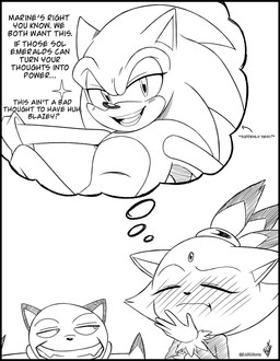 anthro bedroom_eyes blush blushing_profusely dialogue female group hair hand_on_chin hero humor male male/female narrowed_eyes ponytail pose princess royalty seductive smile text thought_bubble labluarts draw_me_like_one_of_your_french_girls sega sonic_the_hedgehog_(series) blaze_the_cat marine_the_raccoon sonic_the_hedgehog domestic_cat eulipotyphlan felid feline felis hedgehog mammal procyonid raccoon black_and_white comic english_text hi_res meme monochrome pinup