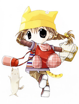 ambiguous_gender anthro backpack basket beanie bell bell_hair_tie bottomwear brown_body brown_bottomwear brown_clothing brown_eyes brown_fur brown_hair brown_pants clothed clothing container duo ears_through_headwear eyebrows female flower footwear fully_clothed fur hair hat headgear headwear holding_basket holding_container holding_object humanoid_focus jingle_bell looking_at_viewer looking_back looking_back_at_viewer markings multicolored_clothing multicolored_footwear multicolored_shoes on_one_leg pants pattern_clothing pattern_shirt pattern_topwear plant red_backpack red_clothing red_footwear red_shoes shirt shoes solo_focus standing striped_clothing striped_markings striped_shirt striped_tail striped_topwear stripes tail tail_markings toddler topwear two_tone_clothing two_tone_footwear two_tone_shoes yellow_beanie yellow_clothing yellow_hat yellow_headwear yellow_tail young young_female young_humanoid koge-donbo di_gi_charat hokke_mirin puchiko animal_humanoid cat_humanoid domestic_cat felid felid_humanoid feline feline_humanoid felis humanoid mammal mammal_humanoid hi_res official_art