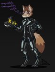 anthro biped brown_body brown_fur clothing dildo_mask dronesuit fur gesture hand_gesture latex latex_clothing latex_skinsuit male nubbed_dildo purple_eyes skinsuit slim_anthro slim_male solo thumbs_up tight_clothing lukst canid canine canis mammal wolf 2024 hi_res