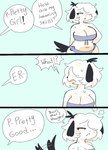 :t anthro bandeau_bikini belly big_breasts bikini biped black_ears black_tail blue_background blue_clothing blush bottomwear breasts breath cleavage clothed clothing compliment dialogue faceless_character female female_anthro floppy_ears front_view fur grumpy hair hair_over_eye half-closed_eyes humor kemono midriff narrowed_eyes navel one_eye_obstructed pink_belly purple_bikini purple_clothing purple_swimwear short_hair simple_background slightly_chubby slightly_chubby_female solo speech_bubble standing swimwear tail text topwear two-piece_swimsuit white_background white_body white_fur white_hair wide_hips yelling puppkittyfan1 pepper_(puppkittyfan1) canid canine canis domestic_dog mammal 2021 comic digital_media_(artwork) english_text hi_res meme shaded simple_shading
