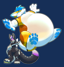 anthro duo floating hose hose_in_tail hose_inflation inflatable inflation male male/male pool_toy rawr_(artist) hades_(atris_trinity) kooper_(koopershiba) animate_inanimate canid canine living_inflatable mammal absurd_res hi_res