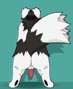 against_surface against_wall alternate_color animal_genitalia animal_penis backsack balls black_body black_fur butt eyes_closed feral fur genitals male penis pink_penis raised_tail rear_view simple_background solo stretching tail teal_background white_body white_fur pokemania nintendo pokemon pokie_(pokemania) generation_3_pokemon pokemon_(species) zigzagoon 2019