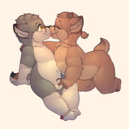 anthro balls bodily_fluids dripping duo eyes_closed eyewear foreskin fur genital_fluids genitals glasses grey_body grey_fur hair handjob horn inner_ear_fluff kissing kneeling male male/male micropenis nude penile penis ponytail precum precum_drip questionable_consent sex short_ponytail side_view simple_background sitting slightly_chubby small_penis tan_body tan_fur toddler tuft unretracted_foreskin wearing_glasses white_body white_fur yellow_eyes young young_anthro young_male young_on_young battler luca_(battler) topaz_lareme_(battler) bovid canid canine canis caprine goat hybrid mammal wolf 1:1 absurd_res hi_res adult_(lore)