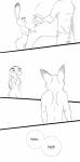 2017 absurd_res anthro black_and_white breasts canid canine cellphone clothed clothing comic dialogue dipstick_ears disney duo ear_markings electronics english_text featureless_breasts featureless_crotch female fox hi_res holding_object holding_phone judy_hopps lagomorph leporid male mammal monochrome multicolored_ears nick_wilde nude phone rabbit red_fox speech_bubble spintherella text topless true_fox zootopia