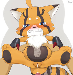 after_sex anthro belly blue_eyes blush bodily_fluids censored_genitalia censored_penis censored_vulva cum cum_in_vagina cum_inside duo erection faceless_character faceless_male female first_person_view fur genital_fluids genitals human_pov male male/female male_human male_pov orange_body orange_fur penis pull_out sex size_difference slightly_chubby vaginal vulva padawanko polte bandai_namco digimon digimon_beatbreak ailurid digimon_(species) human mammal pristimon red_panda censored hi_res