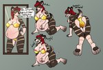 4_toes 5_fingers all_fours amniotic_fluid anthro barefoot belly big_belly big_breasts bikini birth black_nose black_pawpads blocked_birth bodily_fluids breasts brown_body brown_fur cleavage clothed clothed_anthro clothed_female clothing dialogue feet female fetal_movement fingers fur genital_fluids gold_bikini hair hindpaw humanoid_hands kneeling labor live_birth multicolored_body multicolored_fur navel nipple_outline nipples pawpads paws pregnant pregnant_anthro pregnant_female red_hair solo standing striped_body striped_fur stripes swimwear text toes topless topless_anthro topless_female two-piece_swimsuit two_tone_body two_tone_fur vaginal_birth wardrobe_malfunction water_breaking white_body white_fur foulmonster canid canine mammal english_text hi_res