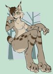 anthro bent_arm feet female nipple_outline nude paws perspective pose solo chibbums nicole_(nicnak044) canada_lynx felid feline felis lynx mammal pinup