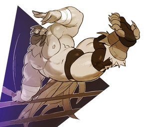 anthro avian_caruncle bandaged_wrist beak biceps black_clothing black_footwear black_underwear bulge clothing dewlap_(anatomy) feathers feet fighting_ring footwear jumping male muscular muscular_anthro muscular_male open_beak open_mouth pecs pose solo tail tail_feathers talons toes underwear wattle white_body white_feathers goshee248 phoenix_(goshee248) avian bird chicken galliform phasianid hi_res