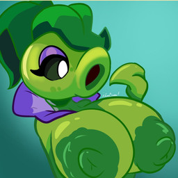 areola big_areola big_breasts big_nipples blue_background breasts clothing eyelashes eyeshadow female green_areola green_body green_hair green_nipples green_sclera hair leaf leaf_arms leaf_hair makeup nipples not_furry plant plant_hair pseudo_hair purple_clothing purple_eyeshadow purple_topwear simple_background siphon_(anatomy) solo topwear white_eyes lunnybunny19 electronic_arts plants_vs._zombies plants_vs._zombies_3 popcap_games echo_pea elemental_creature elemental_humanoid flora_fauna humanoid peashooter_(pvz) plant_humanoid 1:1 2026 bust_portrait cel_shading colored digital_media_(artwork) hi_res portrait shaded signature
