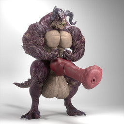 animal_genitalia animal_penis anthro balls big_balls big_flare big_muscles big_penis black_claws black_horn claws equine_genitalia equine_penis erection flared_penis flexing genitals horn huge_balls huge_muscles huge_penis hybrid_genitalia hybrid_penis hyper hyper_balls hyper_genitalia hyper_penis knot knotted_equine_penis knotted_penis male medial_ring muscular muscular_male nude penis presenting presenting_penis red_body red_penis red_scales scales simple_background solo standing tan_balls tan_body tan_scales three-quarter_view urethra urethral_fossa white_background snekkuu fallout microsoft vleischak deathclaw reptile scalie 1:1 2025 3d_(artwork) digital_media_(artwork) hi_res sequence