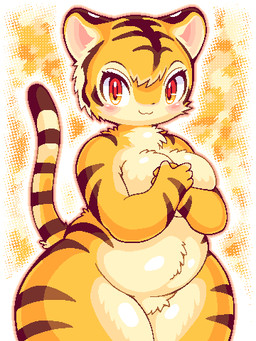 abstract_background amber_eyes anthro blush breasts brown_stripes countershade_face countershade_torso countershading covering covering_breasts featureless_crotch female fur kemono looking_at_viewer orange_background simple_background slightly_chubby solo stripes tan_body tan_countershading thick_thighs yellow_body yellow_fur takiune_(pixiv) felid mammal pantherine tiger 2020 3:4 aliasing digital_media_(artwork) low_res portrait three-quarter_portrait yellow_theme