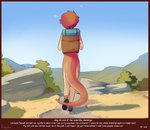 ambiguous_gender anthro backpack casual_nudity clothed clothing exhibitionism footwear footwear_only heart_symbol hiking mostly_nude mountain nude nude_hiking outdoor_nudity outside public shoes shoes_only socks solo text walking conditional_dnp funkybun clara_(funkybun) lizard reptile scalie comic digital_media_(artwork) end_page english_text hi_res shaded