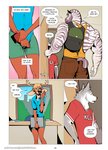 2020 5_fingers aaron_(falcon_mccooper) anthro back_muscles big_ears biped bottomwear canid canine canis clothed clothed_anthro clothed_male clothing comic covering covering_crotch deer desk dialogue digital_media_(artwork) english_text equid equine falcon_mccooper femboy fingers fully_clothed furniture group hi_res inside jesse_(falcon_mccooper) male mammal manly muscular muscular_male office shirt shorts snout speech_bubble student t-shirt table tank_top teacher teacher_and_student text text_on_clothing text_on_shirt text_on_topwear topwear wolf zebra