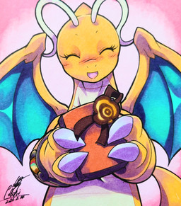 antennae_(anatomy) anthro blush blush_lines bracelet breasts claws eyelashes eyes_closed female giving_gift holidays jewelry membrane_(anatomy) membranous_wings non-mammal_breasts open_mouth orange_body simple_background solo wings 025aki mythology nintendo pokemon valentine's_day dragon dragonite generation_1_pokemon mythological_creature mythological_scalie pokemon_(species) scalie 2026 absurd_res dated hi_res signature