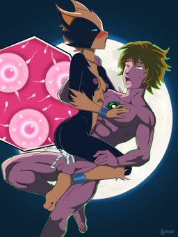 5_fingers abs anklet anthro anthro_on_top anthro_penetrated areola athletic athletic_human athletic_male balls biceps biped black_body black_ears black_fur blue_eyes blush blush_lines bodily_fluids bracelet breasts brown_body brown_ears brown_eyebrows brown_fur brown_hair butt cum cum_from_vagina cum_in_vagina cum_inside digitigrade duo empty_eyes erection eye_roll eyebrows feet female female_anthro female_on_top female_penetrated fingers flying flying_sex full_moon fur genital_fluids genitals hair hand_on_chest hand_on_leg hand_on_shoulder head_back human_on_anthro human_on_bottom human_penetrating human_penetrating_anthro humanoid_genitalia humanoid_hands humanoid_penis impregnation interspecies interspecies_impregnation jewelry male male/female male_human male_on_bottom male_penetrating male_penetrating_female medium_breasts moon multicolored_body multicolored_ears multicolored_fur multiple_impregnation night nipples nude nude_anthro nude_female nude_human nude_male on_bottom on_top open_mouth orange_inner_ear outside ovum paws pecs penetration penile penile_penetration penis penis_in_vagina pink_areola pink_balls pink_body pink_nipples pink_penis pink_skin pink_tongue plantigrade pupils quads sex short_hair shoulder_blades snout sperm_cell text toes tongue two_tone_body two_tone_ears two_tone_fur vaginal vaginal_penetration vein veiny_penis l-conhero ben_10 cartoon_network green_lantern green_lantern_(series) fan_character alien citrakayah felid feline human mammal 2026 absurd_res artist_name crossover hi_res