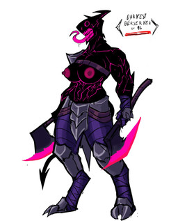 abs areola axe big_breasts black_body bottomwear breasts clothed clothing digitigrade dual_wielding female front_view holding_axe holding_object holding_weapon long_tongue muscular muscular_female nipples pink_areola pink_nipples pink_teeth purple_bottomwear purple_clothing sharp_teeth simple_background solo spade_tail tail teeth text tongue tongue_out topless weapon white_background horny2death humanoid monster monstrous_humanoid tailed_humanoid hi_res