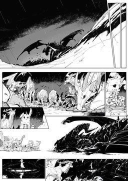 ambiguous_gender antlers bag barrel bat_ears beak beef black_body black_scales blood bodily_fluids carrot claws cut_horn dying eating eating_food extreme_size_difference eye_scar eyebrows facial_scar feathered_wings feathers feral floppy_ears folded_ears food fur group hand_on_another's_head hand_on_head head_horn head_scar horn large_group larger_feral looking_at_another lying meat melee_weapon membrane_(anatomy) membranous_wings motion_lines mouth_closed mouth_hold object_in_mouth open_mouth outside plant pupils raining realistic_wings scales scar size_difference slit_pupils small_comic smaller_feral stab standing steak striped_body stripes sword sword_stab vegetable weapon wing_claws wings chiayeeee mythology ambient_flier deer dragon mammal mythological_creature mythological_scalie scalie suid suine sus_(pig) unknown_species wild_boar 2022 absurd_res comic digital_drawing_(artwork) digital_media_(artwork) greyscale hi_res monochrome right_to_left