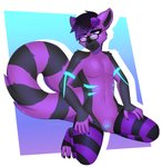 andromorph anthro blue_insides clothed clothing copyright_symbol cyanotic_epithelium feet fur genitals intersex kneeling pose pussy solo symbol konomofu lemur mammal primate strepsirrhine hi_res pinup