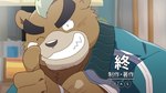 anthro brown_body brown_fur facial_hair fur gesture green_hair grin hair hand_gesture male mohawk smile solo stubble thumbs_up suna_sand1 lifewonders tokyo_afterschool_summoners ashigara_(tas) bear mammal