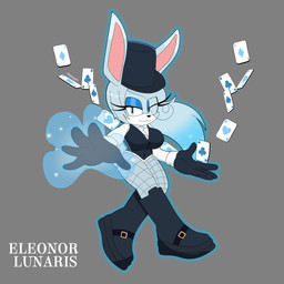 anthro big_breasts black_clothing black_nose black_top_hat blue_body blue_eyes blue_eyeshadow blue_fur boots breasts clothed clothing eyeshadow female fishnet_clothing fishnet_legwear footwear front_view fur grey_background grey_boots grey_clothing grey_footwear hat headgear headwear legwear looking_at_viewer makeup shoes simple_background smile solo stage_magician thick_thighs top_hat topwear white_body white_clothing white_fur white_topwear wide_hips jeanart sega sonic_the_hedgehog_(series) eleonor_lunaris fan_character lagomorph leporid mammal rabbit 1:1 hi_res