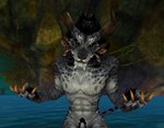 4_ears animal_genitalia anthro claws fur genitals hair male multi_ear nude penis pubic_fuzz sheath solo text third-party_edit unknown_artist guild_wars charr felid mammal screencap_edit translated