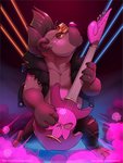 anthro bass_guitar belly bottomwear clothing eyewear glasses guitar humanoid_hands male musical_instrument pants pink_nose plucked_string_instrument purple_nose slightly_chubby solo string_instrument eclipticafusion breeze_in_the_clouds sodo_(breeze_in_the_clouds) hyena mammal 2020 3:4 hi_res