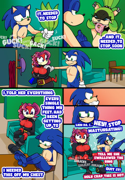 anthro blue_body bodily_fluids breasts clothing feet female gloves handwear male male/female masturbation red_body ring_(jewelry) saliva text tongue white_clothing white_gloves white_handwear tinydevilhorns archie_comics sega sonic_the_hedgehog_(archie) sonic_the_hedgehog_(comics) sonic_the_hedgehog_(series) lien-da sonic_the_hedgehog echidna eulipotyphlan hedgehog mammal monotreme absurd_res english_text hi_res