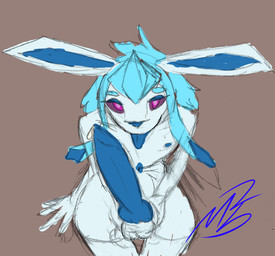 animal_genitalia animal_penis balls big_penis blep blue_body blue_fur blue_hair blue_inner_ear blue_nipples blue_nose blue_penis blue_tongue brown_background canine_genitalia canine_penis fur genitals hair hand_on_penis humanoid_hands knot knotted_penis looking_at_viewer looking_up looking_up_at_viewer male nipples nude_anthro nude_male penis purple_eyes simple_background solo tongue tongue_out azushark nintendo pokemon fan_character north_(azushark) eeveelution generation_4_pokemon glaceon pokemon_(species) 2026 digital_drawing_(artwork) digital_media_(artwork) english_description sketch