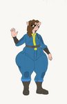 anthro big_butt brown_eyes brown_hair butt eyewear glasses hair male overweight overweight_anthro overweight_male solo thick_thighs vault_suit quidhansed fallout microsoft a.f.d. alexander_(quidhansed) overseer_(fallout) domestic_pig mammal suid suine sus_(pig) absurd_res hi_res