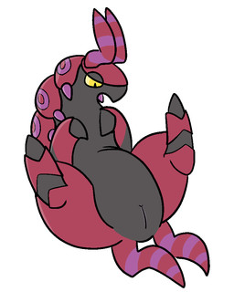 black_body female feral genitals multi_tail red_body simple_background solo tail thick_thighs vulva white_background wide_hips yellow_eyes yellow_sclera trout_(artist) nintendo pokemon arthropod generation_5_pokemon myriapod pokemon_(species) scolipede 4:5 aliasing digital_media_(artwork)