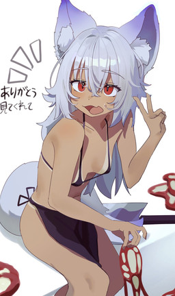 bangs biped bottomwear bra breasts butcher_knife clothed clothing collarbone emanata eyebrow_through_hair eyebrows eyelashes female female_humanoid food grey_hair grey_tail hair holding_food holding_meat holding_object loincloth meat navel open_mouth pose purple_hair red_eyes sitting skimpy small_breasts solo suntan tail tan_line translucent translucent_hair underwear taresa46 animal_humanoid canid canid_humanoid humanoid mammal mammal_humanoid 2025 colored detailed digital_drawing_(artwork) digital_media_(artwork) hi_res portrait shaded three-quarter_portrait