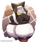 anthro big_butt butt cellulite clothing collar eyewear female glasses huge_butt legwear nun red_eyes shaking_butt smile solo stockings tail white_body thedeathcrow05 ophelia_(sssonic2) domestic_cat felid feline felis mammal