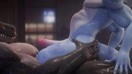 abdominal_bulge anal anal_penetration anthro blue_body blue_skin bodily_fluids cowgirl_position duo erection from_front_position genital_fluids genitals glans grabbing_hips hand_on_hip holding_hips humanoid_genitalia humanoid_penis male male/male male_penetrated male_penetrating male_penetrating_male muscular muscular_male muscular_on_muscular nipples nude on_bottom on_top pecs penetration penile penile_penetration penis penis_in_ass sex sharp_teeth side_view slow_sex sweat tail teeth throbbing throbbing_penis littleslice-sfm chocoscorner_(modeler) valorlynz_(modeler) choco_(chocoscorner) rocco_(tallion) dinosaur mammal prehistoric_species reptile saurischian scalie theropod tyrannosaurid tyrannosauroid tyrannosaurus tyrannosaurus_rex 16:9 3d_(artwork) 3d_animation animated digital_media_(artwork) loop no_sound webm widescreen