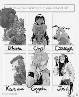 black_hair blonde_hair blue_hair duo female feral fusion hair jewelry long_hair male male/female partitioning pink_body red_hair solo text eymbee breath_of_the_wild capcom cartoon_network courage_the_cowardly_dog dragon_ball dragon_ball_z dreamworks fooly_cooly nintendo six_fanarts_challenge street_fighter the_legend_of_zelda the_road_to_el_dorado bibo chel_(the_road_to_el_dorado) courage_the_cowardly_dog_(character) gogeta juri_han kitsurubami urbosa armadillo beagle canid canine canis domestic_dog gerudo human hunting_dog mammal saiyan scent_hound xenarthran black_and_white crossover english_text hi_res meme monochrome multiple_images
