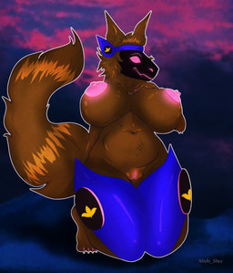 anthro areola armor big_breasts blue_armor breasts cheek_tuft claws facial_tuft female genitals hand_on_breast huge_breasts inner_ear_fluff long_tail machine neck_tuft nipples pink_areola pink_claws pink_face pink_nipples screen screen_face slightly_chubby solo tail thick_thighs thigh_gap tuft vulva wide_hips mishi_shes lua_(pacothegint) protogen absurd_res hi_res