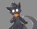 anthro black_body black_fur featureless_crotch fluffy fluffy_tail fur head_tuft male mouthless neckwear_only no_pupils orange_scarf scarf simple_background solo standing tail tuft white_eyes smite_(artist) league_of_legends riot_games tencent kota_(smite) mammal yordle absurd_res hi_res portrait three-quarter_portrait