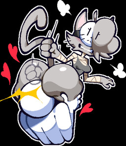 ambiguous_gender anthro bandage big_butt black_background butt clenched_teeth duo face_in_ass female forced glistening glistening_butt grey_body head_tuft heart_symbol hitting_another hitting_head interspecies mask simple_background tail teeth tuft whiskers midnightstep gata_the_future_russian_kitty gata_preobrazhenskaya domestic_cat felid feline felis human mammal russian_blue digital_drawing_(artwork) digital_media_(artwork) hi_res pixel_(artwork)