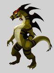 anthro green_body male scales solo striped_body stripes tail katabreak xiaolin_showdown chase_young lizard reptile scalie hi_res