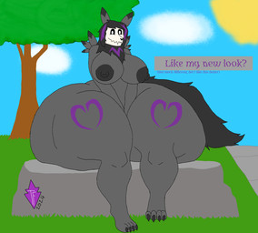 anthro big_breasts big_butt bone breasts butt cloud female huge_butt huge_hips huge_thighs hyper hyper_butt hyper_hips hyper_thighs nipples nude outside path plant rock sitting skull skull_head solo sun text thick_thighs tree wide_hips truly_fates_(artist) bandai_namco digimon m3l0dy_fates digimon_(species) renamon skulldog_(species) english_text hi_res