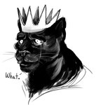 ambiguous_gender anthro black_body black_fur bodily_fluids crown crying danny_smoke_in_furry_land dialogue felid fur greyscale halftone headgear king king_magnum mammal monochrome nookdraws pantherine royalty snout solo tears