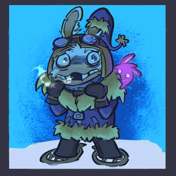 ambiguous_gender anthro arms_bent black_bottomwear black_clothing black_handwear black_mittens black_pants blue_background blue_clothing blue_coat blue_eyes blue_hat blue_headwear blue_topwear border bottomwear breath brown_helmet buckteeth cheek_tuft clothed clothed_anthro clothed_male clothing coat doctor duo eyewear eyewear_on_head facial_tuft featureless_legs fully_clothed fully_clothed_anthro fully_clothed_male fur fur_trim_(clothing) glowing glowing_body goggles goggles_on_head grey_border handwear hat hat_on_ear headgear headwear larger_anthro larger_male light long_ears male male_anthro mittens multicolored_body noseless notched_ear pants pockets pupils purple_body purple_inner_ear purple_skin simple_background size_difference smaller_ambiguous snow snowshoes tan_body tan_inner_ear tan_pupils tan_skin teeth topwear tuft two_tone_body white_body white_fur zipper altermentality mario_plus_rabbids_sparks_of_hope nintendo raving_rabbids rayman_(series) ubisoft dr._vent zephystar lagomorph mammal rabbid spark_(mario_plus_rabbids) 1:1 2023 colored digital_drawing_(artwork) digital_media_(artwork) english_description full-length_portrait lighting portrait shaded