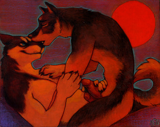 anthro anthro_on_anthro blue_eyes duo erection frottage genitals humanoid_genitalia humanoid_penis kissing male male/male penile penis penises_touching sex sun tail ssirrus canid canine canis domestic_dog husky mammal nordic_sled_dog spitz
